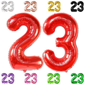 Katchon, Red 23 Balloon Numbers - Big, 40 Inch | 23 Red Balloons For 23 Birthday Decorations For Men | 23 Birthday Decorations | 23 Balloon Numbers For 23Rd Birthday Decorations For Men