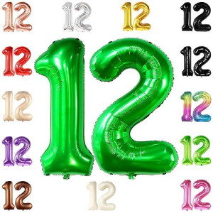 KatchOn Dark Green 12 Balloon - 40 Inch Birthday Decor