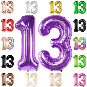 Katchon, Giant Purple 13 Balloon Numbers - 40 Inch | 13Th Birthday Decorations For Girls Purple | Number 13 Balloons Purple For Purple 13Th Birthday Decorations | Purple 13 Balloons For Birthday Girls