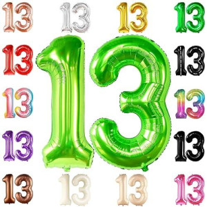 Katchon, Light Green 13 Balloon Numbers - Big 40 Inch | Lime Green 13 Balloon Number | 13Th Birthday Decorations For Boys | 13 Big Balloon, Happy 13Th Birthday Balloons Green | Green Party Decorations