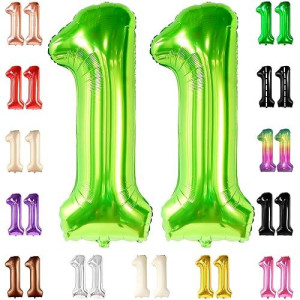 Katchon, Light Green 11 Balloon Number - Huge, 40 Inch | Neon 11 Balloon, 11 Balloons Number Birthday | 11Th Birthday Decorations For Boys Green | Lime Green Balloon 11, Neon 11Th Birthday Decorations