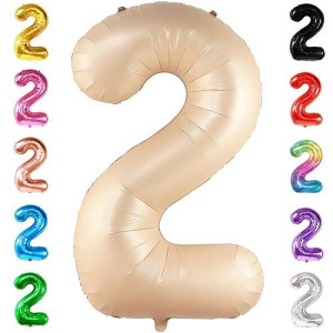 Katchon, Huge Caramel 2 Balloon Number - 40 Inch, Two Groovy Balloons | Retro Number 2 Balloon For Two Groovy Party Decorations Boy | Number Two Balloon | Groovy 2Nd Birthday Decorations For Girl