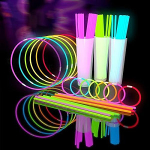 Glow Fever Glowsticks Bulk 1200Pcs Party Pack Includes 600 8" Glow Sticks And 600 Connectors, Bracelets And Necklaces, Diy Costume , Light Sticks, For Concert, Wedding And Birthday, Multicolor