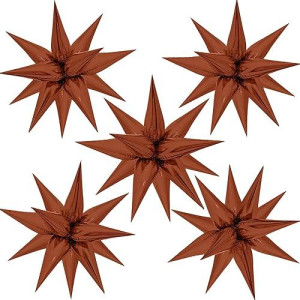 Zakvoor 60 Pcs Star Balloons 12 Spike Foil Explosion Party Decoration Balloons For Christmas Graduation Wedding Birthday (Chocolate Brown)