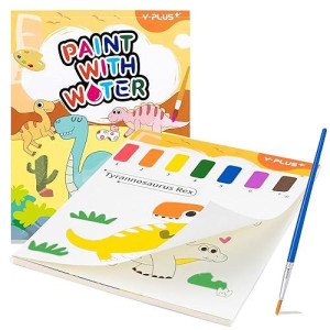 Yplus Paint With Water Books For Toddlers, Art Craft Toys Watercolor Painting Paper For Kids Gift For Drawing With Brush - Dinosaur