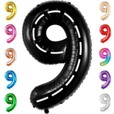 Katchon, Giant Checkered Number 9 Balloon - 40 Inch | Checkered 9 Balloon | 9 Birthday Balloon For 9 Birthday Decorations | Checkered 9 Balloon For Birthday Party Decorations | 9 Number Balloon