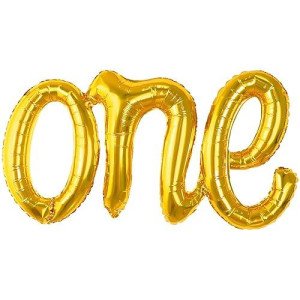 Katchon, Gold One Balloon For First Birthday - 20 Inch | Script Gold One Balloon, Number One Balloon For 1St Birthday Decoration | Gold 1 Balloon For First Birthday Decorations | One Birthday Balloons