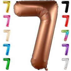 KatchOn Giant 40 Inch Brown Number 7 Balloon for Birthdays