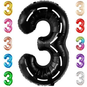 Katchon, Giant Race Car Number 3 Balloon - 40 Inch | Number 3 Race Car Balloon For Construction Birthday Party Supplies 3 Year Old | 3 Balloon Number For Race Car Birthday Party Supplies 3 Year Old