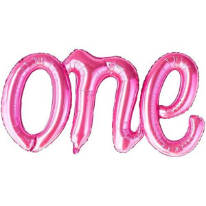 Katchon, Pink One Balloon For First Birthday - 20 Inch | Hot Pink 1 Balloon For First Birthday Decorations | Script One Balloons For 1St Birthday Decorations Girl | One Year Old Birthday Decorations