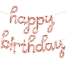 Katchon, Happy Birthday Balloon Rose Gold - 16 Inch | Rose Gold Happy Birthday Sign, Rose Gold Happy Birthday Decorations For Women | Rose Gold Happy Birthday Banner For Rose Gold Party Decorations