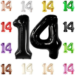 Katchon, Gaint Cream White 14 Balloon Numbers - 40 Inch | 14Th Birthday Balloon | 14Th Birthday Decorations For Girls | Cream Number 14 Balloon | 14 Year Old Balloon For 14Th Anniversary Party Supply