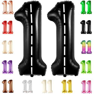 Katchon, Giant Race Car Number 11 Balloon - 40 Inch | Giant Balloon Number 11 Black For Race Car Birthday Party Decorations | 11Th Birthday Decorations Race Car Balloons | 11 Years Old Cars Decoration