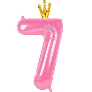 40 Inch Number Balloon 7, Pink Seven Birthday Decorations, 7Th Balloon Number, Pastel Party Decorations, 7 70 Year Old Balloon