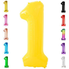 Katchon, Yellow 1 Balloon Number - 40 Inch, Helium Supported | Yellow One Balloon For First Birthday | Number 1 Balloons For 1St Birthday | 1St Birthday Balloon, 1St Birthday Party Supplies