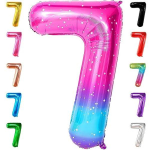 Katchon, Rainbow Number 7 Balloon - 40 Inch, Galaxy Number 7 Balloon | 7 Balloons For Birthday Girl | 7 Birthday Balloon, Seven Balloon | 7Th Birthday Decorations For Girls | 7Th Birthday Balloons