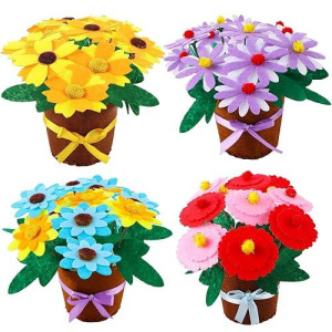 4 Pcs Kids Arts And Crafts Sewing Potted Flower Kit Ages 1-3, Toddler Arts And Crafts For Kids Preschool Educational Toys Sewing Kit For Kids 1 2 3 4 5 6