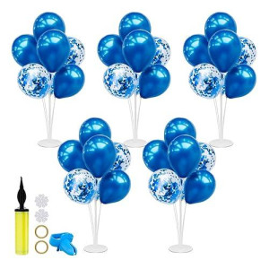 Zjdhpty Blue Balloon Stand Centerpiece Table Decorations For Birthday Anniversary Father'S Day Boy Baby Shower Gender Reveal Graduation Decorations(Blue Set5)