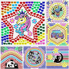 Yazhiji 6 Sheets Diamond Window Art Craft Kits For Kids, Suncatcher Kit For Ages 6 7 8 9 10 Owl Car Unicorn Diy Gem Painting Kit For Girls Or Boys Ages 6+ Gemstone Sticker As Party Decor