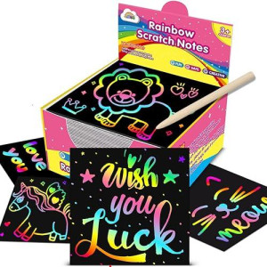 Zmlm Scratch Art Craft Mini Notes 160 Rainbow Scratch Paper Art Stocking Stuffers Party Favors For Kids Supplies Kit Magic S