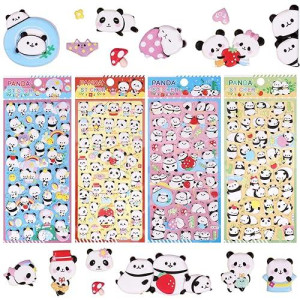 Shangrla Cute Puffy Panda Stickers For Kids Girls Kawaii 3D Tiny Pandas Squishies Stickers For Phone Case Stationery, Small Panda Gifts Party Favor Stuff For Party Supplies,4 Sheets.