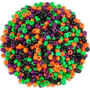 Upins Halloween Pony Beads,1200Pcs Black Purple Orange Green Round Plastic Beads For Jewelry Making Halloween Party Decoration Necklace Bracelets Earrings Hair Beads Diy Crafts