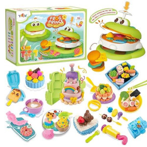 Yiqis Color Dough Toys,Kitchen Creations Birthday Party Playdough Play Food,50 Accessories Tools,Playdough Sets For Kids Ages 4-8,Preschool Cooking Set,Play Dough Set For Kids Ages 2-4,5 Dough Colors