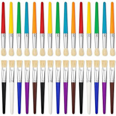 Ygaohf 30 Pcs Paint Brushes For Kids - Colorful Kids Paint Brushes Big Chubby Toddler Paint Brushes, Easy To Clean & Grip Round Flat Preschool Paint Brushes For Acrylic Washable Paint