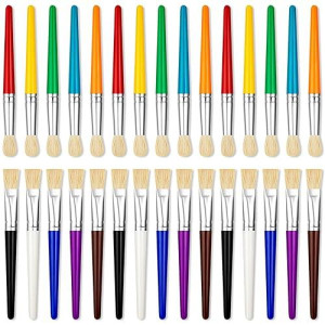 Ygaohf 30 Pcs Paint Brushes For Kids - Colorful Kids Paint Brushes Big Chubby Toddler Paint Brushes, Easy To Clean & Grip Round Flat Preschool Paint Brushes For Acrylic Washable Paint