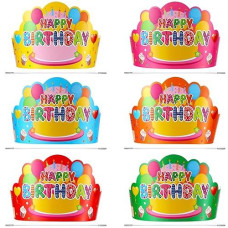 Yunsailing 36 Pcs Happy Birthday Crowns For Kids Paper Birthday Hat Crowns For Classroom Birthday Gifts Kids' Party(Colorful)