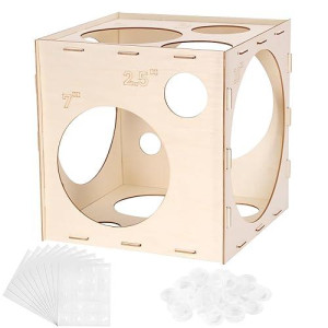 Auihiay 14 Holes Wood Balloon Sizer Box, Collapsible Balloon Measurement Tool With Instructions And Balloon Glue Points, For Balloon Columns, Balloon Arches, Balloon Decoration (1-10 Inch)