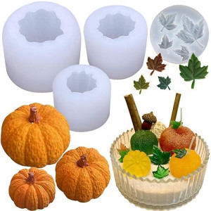 Zqysing (4 Pack) Pumpkin Candle Molds, 3D Pumpkin Silicone Molds For Epoxy Resin Casting Thanksgiving Halloween Diy Art Gifts Home Decor