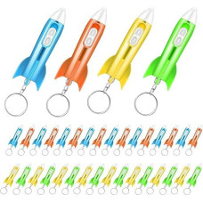 Kioooki Helicopter Flashlight Keychain For Kids Rocket Led Flashlight Outer Space Themed Helicopter Key Ring Astronaut Party Favors (200)