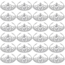 Zhanmai 24 Pcs Tiara Crown Set Princess Crown Girl Plastic Princess Tiara Dress Up Costume Valentine Day Party Accessories Rhinestone Tiara Kid Birthday Favor(Clear)