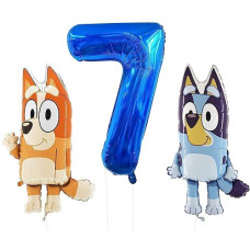 Toyland® Bluey & Bingo Balloon Birthday Pack - 2 X 32" Character Balloons & 1 X 40" Number Balloon - Kids Party Decorations