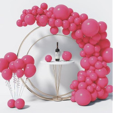 130Pcs Hot Pink Balloons Different Sizes 18" 12" 10" 5" Balloon Garland Arch Kit Perfect For Birthday Party, Graduation, Baby Shower, Wedding, Holiday Decoration And Anniversary (Hot Pink Balloons)