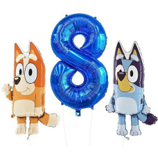 Toyland® Bluey & Bingo Balloon Birthday Pack - 2 X 32" Character Balloons & 1 X 40" Number Balloon - Kids Party Decorations