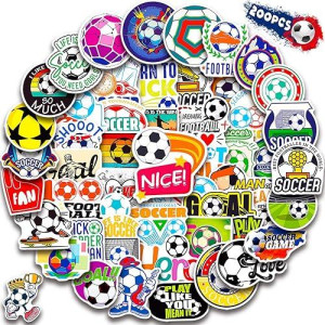 Wakemoodei Soccer Stickers 200Pcs Soccer Sports Stickers For Boys, Waterproof Vinyl Stickers For Water Bottles, Kids Stickers Soccer Party Favors Soccer Gifts Stickers For Kids Teens Soccer Lovers