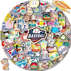 Wakemoodei Baseball Stickers 200 Pcs Baseball Sports Stickers For Water Bottles, Baseball Helmet Stickers Vinyl Waterproof Baseball Party Favors Baseball Team Gifts For Boys Kids Teens