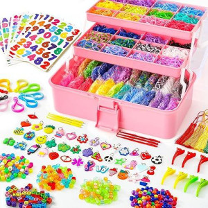 INSCRAFT 17500+ Rubber Loom Bands Kit - 28 Colors, Rose