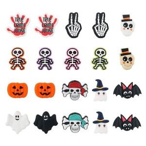 Sunrony 20Pcs Silicone Focal Beads, Halloween Silicone Beads For Keychain Making Ghost Focal Silicone Beads For Pens Character Silicone Beads Focal For Bracelet Necklace Crafts (Halloween Skeleton)