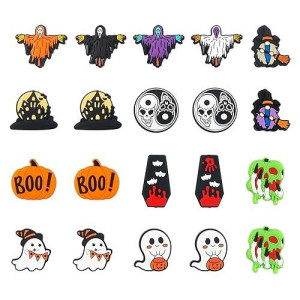 Sunrony 20Pcs Silicone Focal Beads, Halloween Silicone Beads For Keychain Making Ghost Focal Silicone Beads For Pens Character Silicone Beads Focal For Bracelet Necklace Crafts (Halloween Ghost)