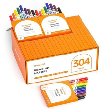 Shuttle Art 304 Pack Washable Markers, 8 Colors Broad Line Markers, Separate Pack Of 38, Conical Tip Marker Bulk With A Box, Home Classroom School Supplies For Toddlers Kids Adults Students Teachers