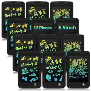 Zhehao 12 Pcs Lcd Writing Tablet Drawing Board Doodle Board Educational Toys Erasable Electronic Painting Learning Pads Gift For Age 3-8 Years Old Girls Boys(Dark Color, 6.5 Inch Screen)