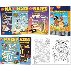 Wiooffen 168 Pages Treasure Hunt Maze Books For Kids Ages 3-8, 6-Pack- 6 Beginner Level Kids Activity Books Busy Books - Treasure Hunt Theme Children Amazing Mazes Fun Games Birthday Gifts Supplies