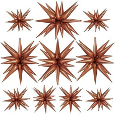 10 Pcs Star Balloons Explosion Starburst Balloons Foil Cone Balloons Magic For Birthday Wedding Anniversary Party Backdrops Decorations Supplies, 6 Pcs 22Inches And 4 Pcs 27Inches (Chocolate)