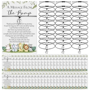 Thyle 50 Set Baby Shower Favors For Guests Adjustable Bracelets With Message From The Bump Card Footprints Charm Baby Shower Bracelets For Gender Reveal Thank You Gifts (Safari)