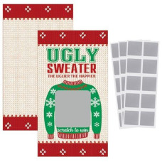 Outus 50 Pieces Christmas Scratch Off Cards Stickers Christmas Hawaii Party Games Vouchers Festive Raffle Tickets Holiday Business Prize Drawings For Kids Adults Families Events Groups (Ugly Sweater)