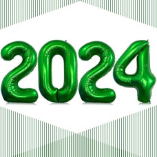 Gaint 40 Inch Green 2024 Number Balloons 2024 Dark Green Balloons For 2024 New Year Eve Festival Graduation Party Decorations Supplies