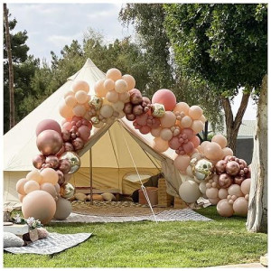 Boho Balloon Arch Kit 158Pcs Dusty Rose Balloon Garland Dusty Pink Nude Brown Cream Peach Chrome Rose Gold Balloon Garland Kit For Baby Shower Bridal Wedding Birthday Party Decorations